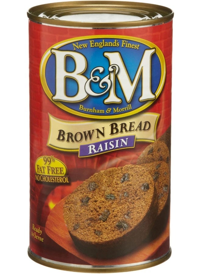 B&M Brown Bread with Raisins, 16-Ounce Cans (Pack of 6) - Image 1